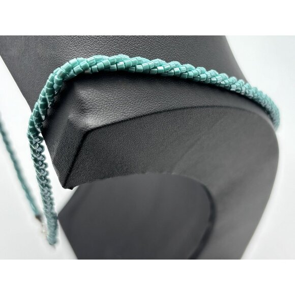 Vintage Nolan Miller Long Necklace 2 Twisted Strands Light Blue Glass Beads, 37" - Picture 5 of 11